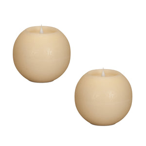 Melrose International Simplux LED Round Candle with Moving Flame and Remote (Set of 2) in Beige