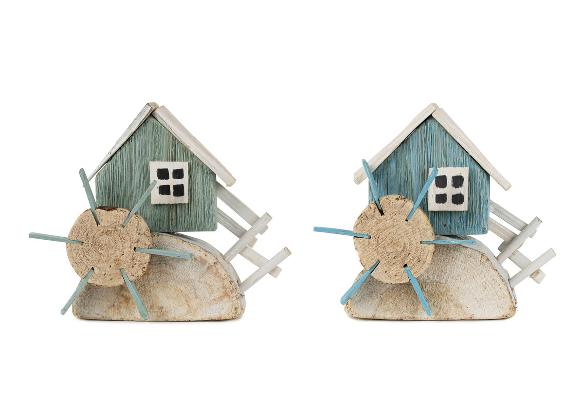 Melrose International Water Wheel Decor (Set of 2) in Blue