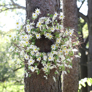Melrose International White Daisy Floral Wreath 23"D