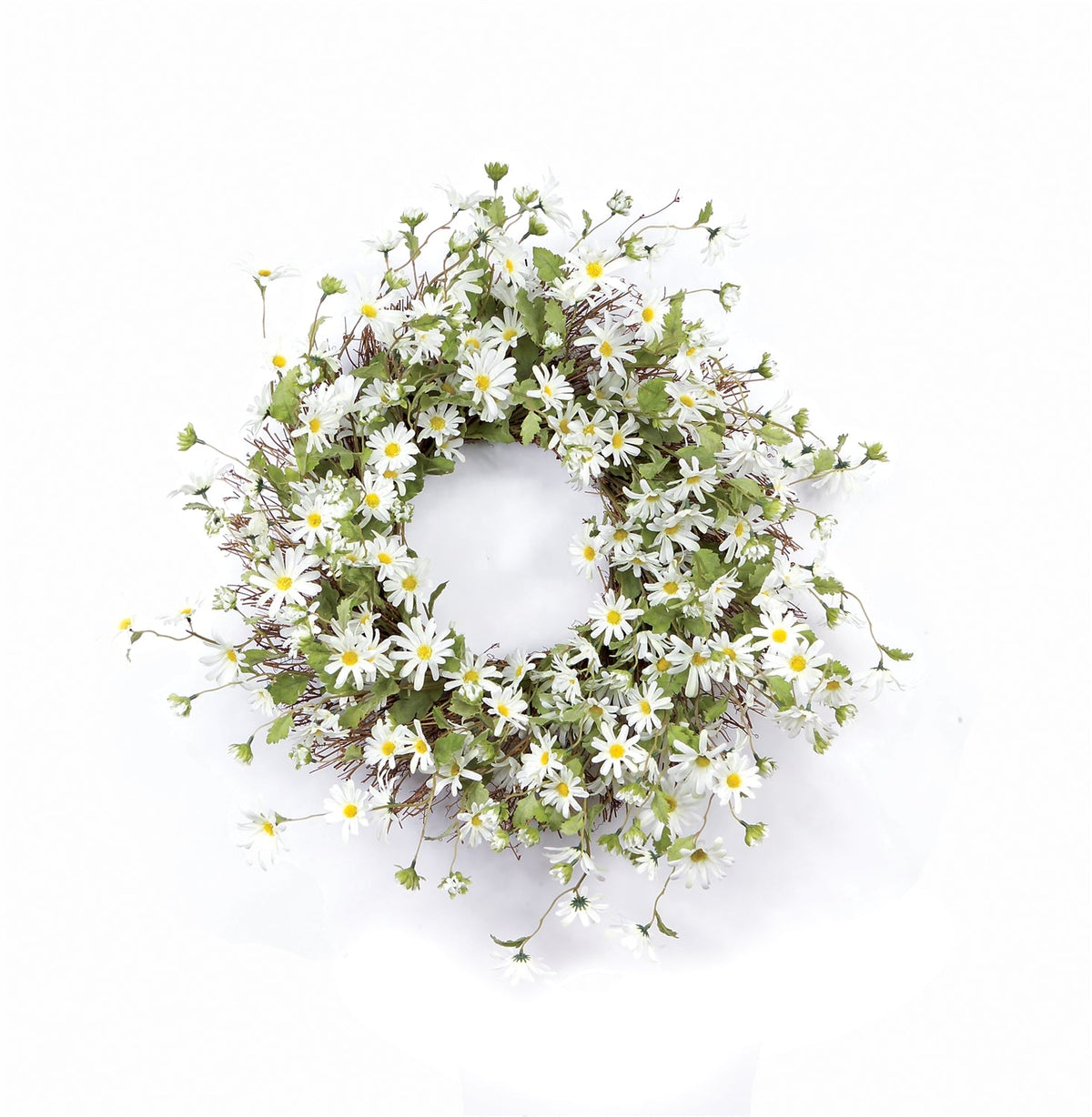 Melrose International White Daisy Floral Wreath 23"D in Yellow