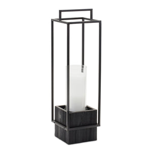 Melrose International Wood candle holder with metal frame 20"h in Black