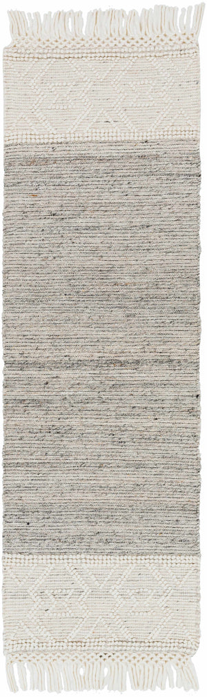Cream Magnaga Wool Blend Braided Tassel Area Rug - Clearance