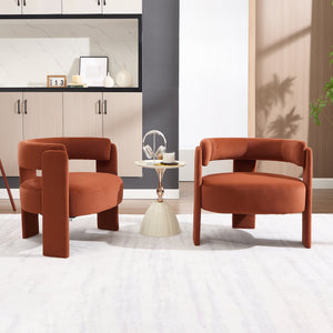 Mid-Century Modern Velvet Accent Chair with Wooden Legs - view 2