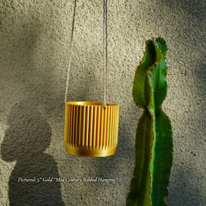 Mid Century Ribbed Hanging Plant Pots