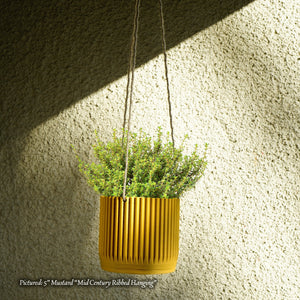 Mid Century Ribbed Hanging Plant Pots