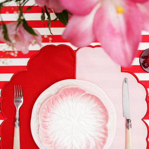 Duality Pink Red Scalloped Fabric Placemat