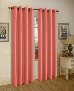 Set of Two 84" Solid Grommet Faux Silk Window Panels