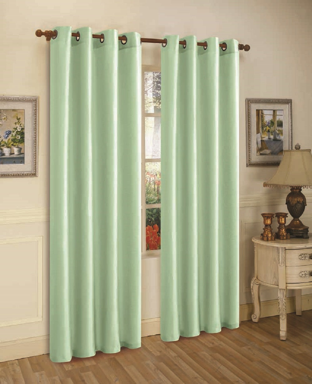 Set of Two 84" Solid Grommet Faux Silk Window Panels