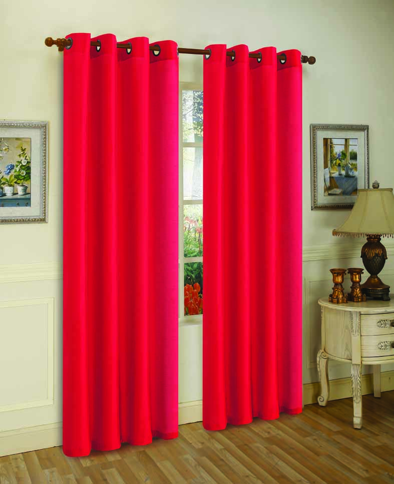 Set of Two 84" Solid Grommet Faux Silk Window Panels