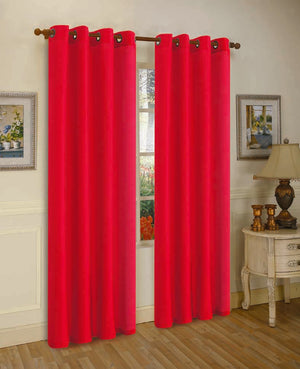 Set of Two 84" Solid Grommet Faux Silk Window Panels