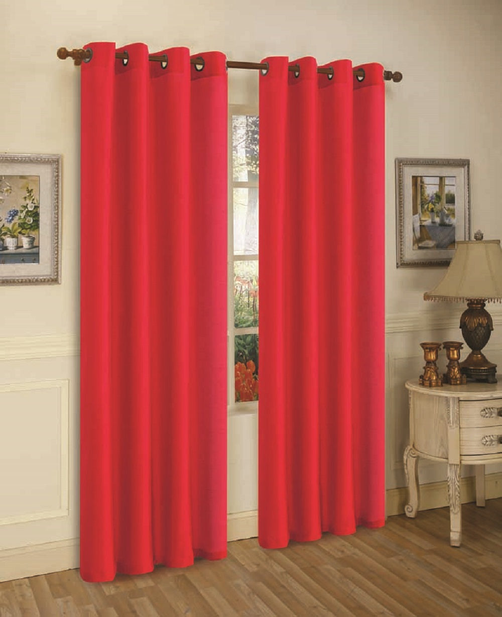 Set of Two 84" Solid Grommet Faux Silk Window Panels
