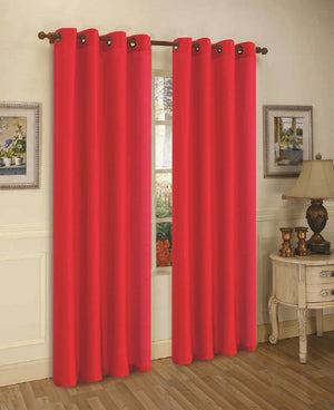 Set of Two 84" Solid Grommet Faux Silk Window Panels