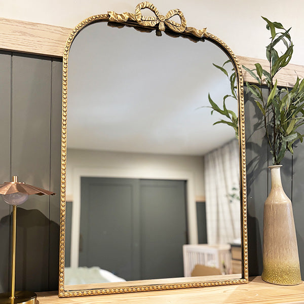 Antique Gold Bow Mirror, Choose Your Size