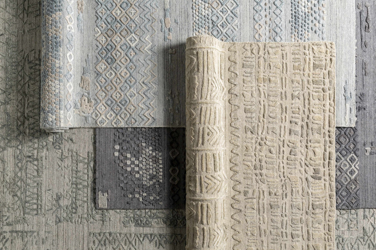 Galchutt Embossed Gray Premium Viscose&Wool Rug - Clearance