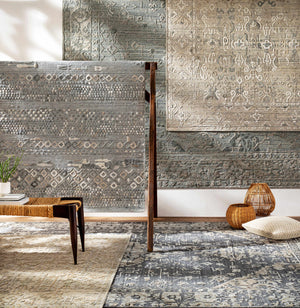 Galchutt Embossed Gray Premium Viscose&Wool Rug - Clearance
