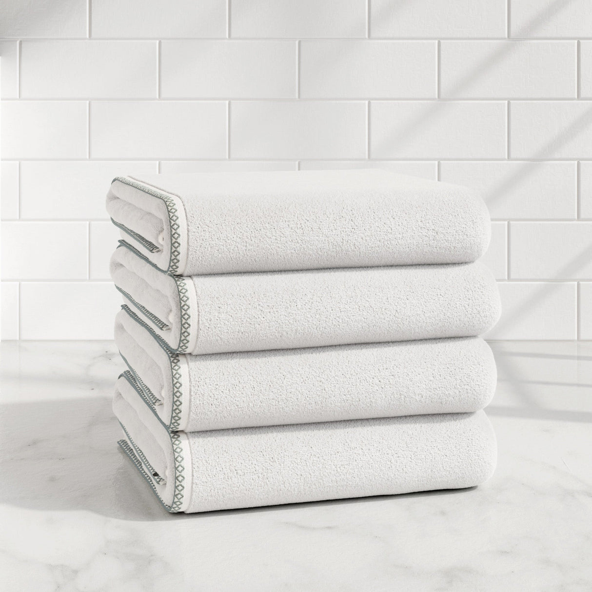 Cotton Border-Stitched 6-Piece Towel Set - Valery Collection