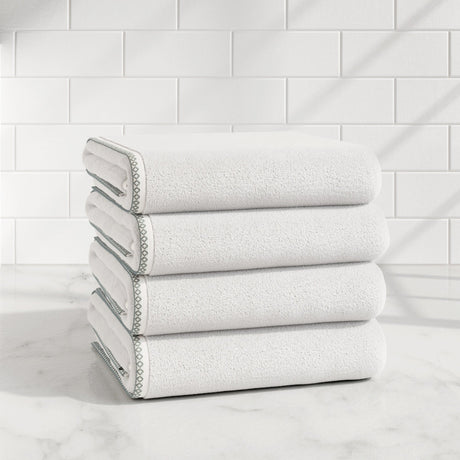 Cotton Border-Stitched 6-Piece Towel Set - Valery Collection