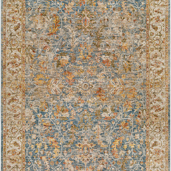 Asabi Blue Textured Rug with Fringes