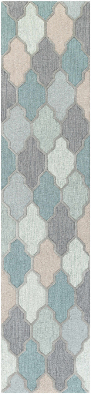 Monteview Sage&Teal Geometric Wool Rug - Clearance