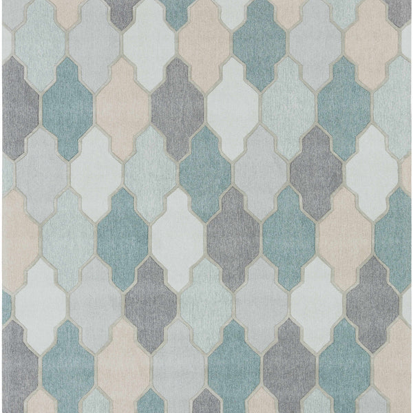Monteview Sage&Teal Geometric Wool Rug - Clearance