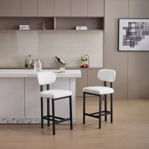 Modern Counter Height Stools Set of 2 with Reinforced Fabric Upholstery - view 9
