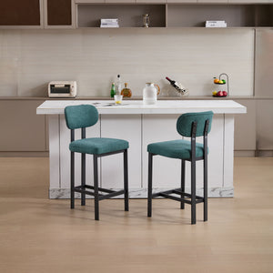 Modern Counter Height Stools Set of 2 with Reinforced Fabric Upholstery