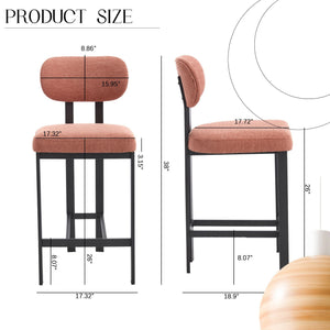 Modern Counter Height Stools Set of 2 with Reinforced Fabric Upholstery - view 3