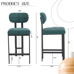 Modern Counter Height Stools Set of 2 with Reinforced Fabric Upholstery - view 5