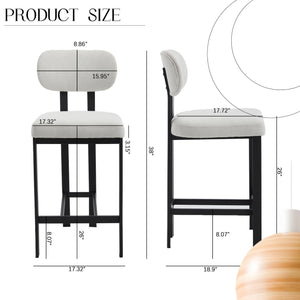 Modern Counter Height Stools Set of 2 with Reinforced Fabric Upholstery - view 6