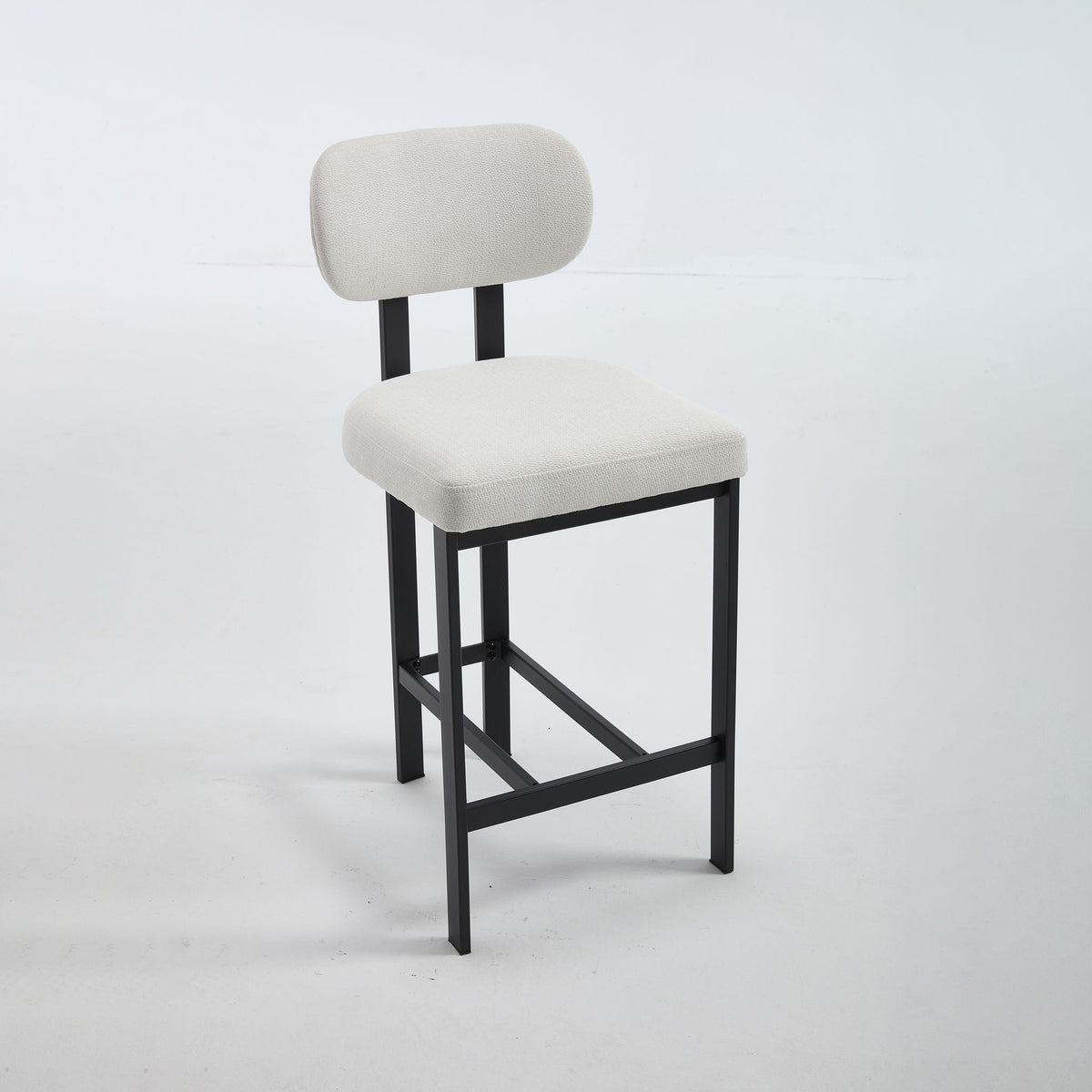Modern Counter Height Stools Set of 2 with Reinforced Fabric Upholstery in Beige