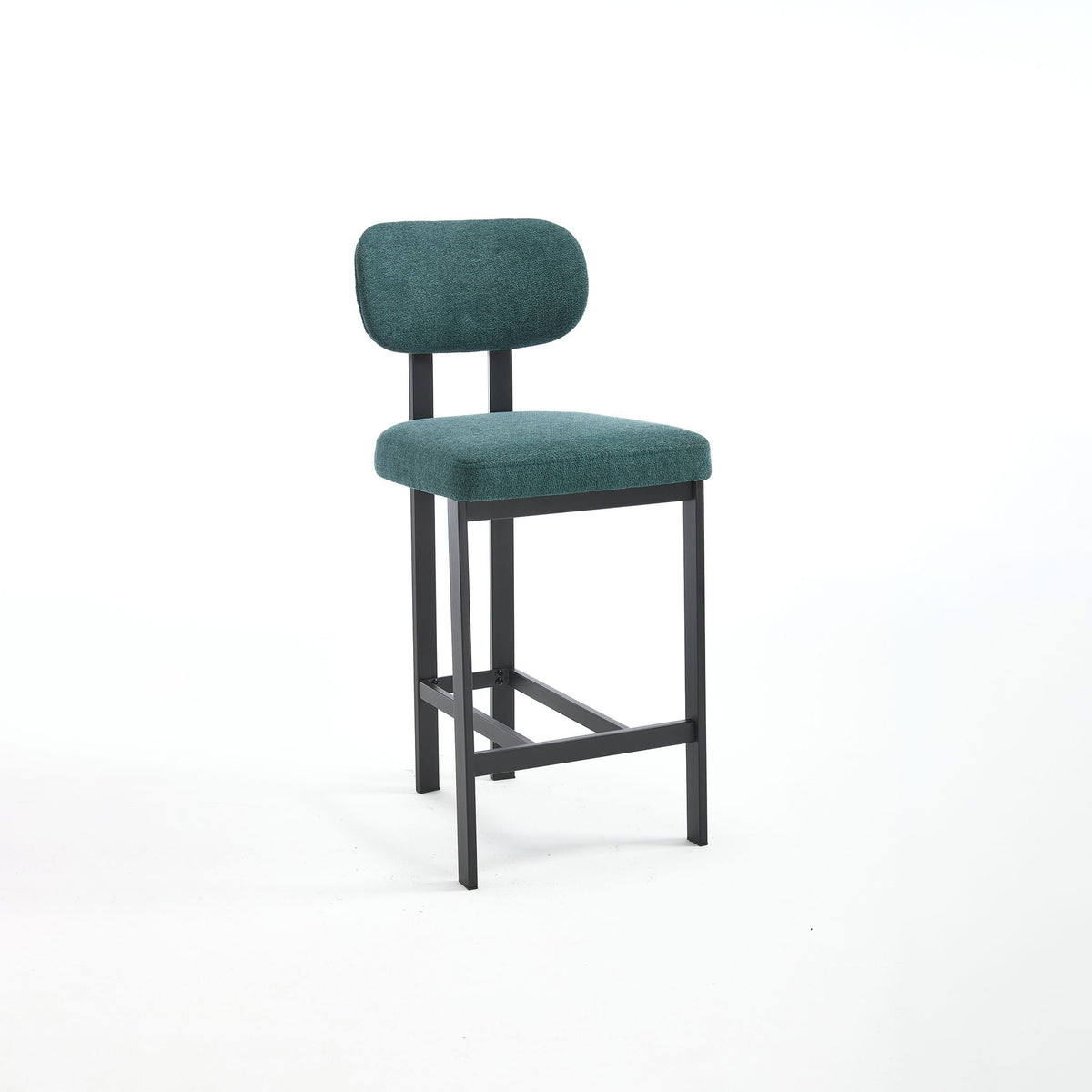 Modern Counter Height Stools Set of 2 with Reinforced Fabric Upholstery in Green