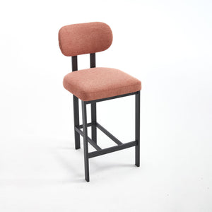 Modern Counter Height Stools Set of 2 with Reinforced Fabric Upholstery in Orange