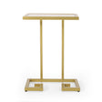 Modern Glam C Shaped End Table with Tempered Glass Top