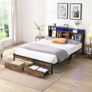 Modern Platform Storage Bed with USB Charging - view 3
