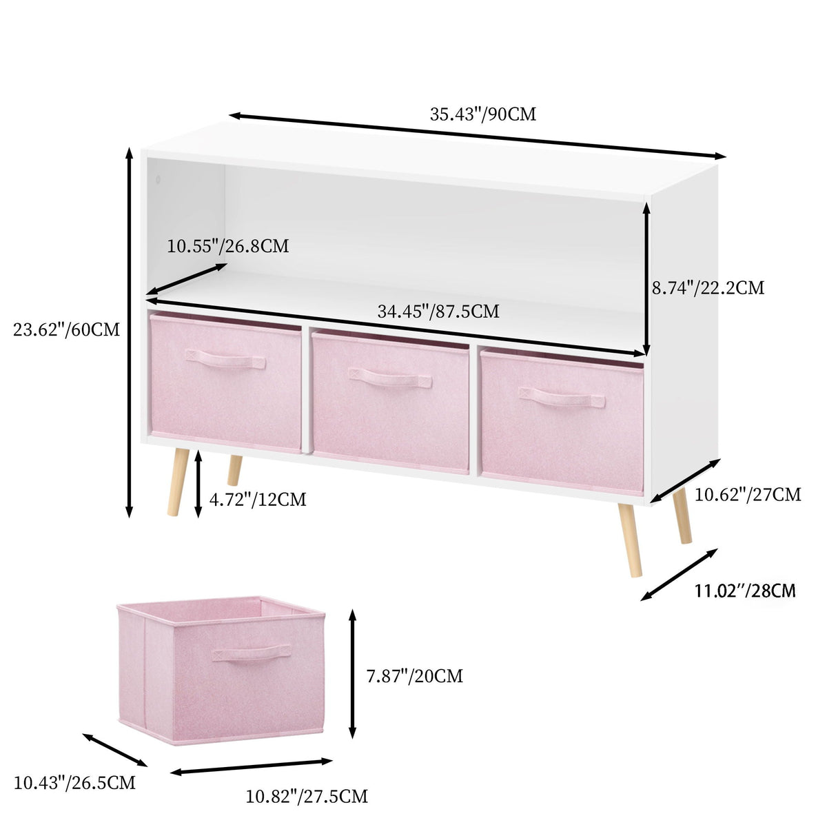 MOONRIVER Bookcase With Collapsible Drawers Organizer - view 3