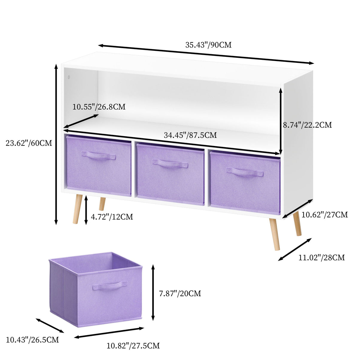 MOONRIVER Bookcase With Collapsible Drawers Organizer - view 4