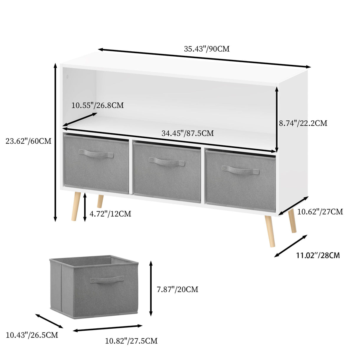 MOONRIVER Bookcase With Collapsible Drawers Organizer - view 5