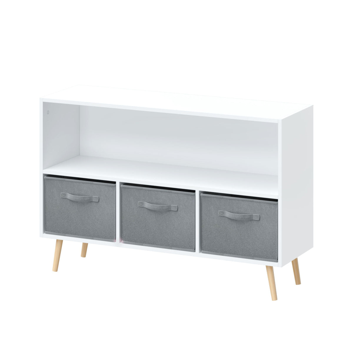 MOONRIVER Bookcase With Collapsible Drawers Organizer in Gray