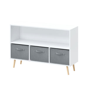 MOONRIVER Bookcase With Collapsible Drawers Organizer in Gray