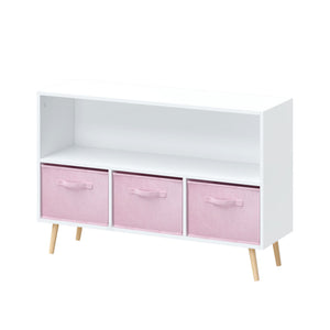 MOONRIVER Bookcase With Collapsible Drawers Organizer in Pink