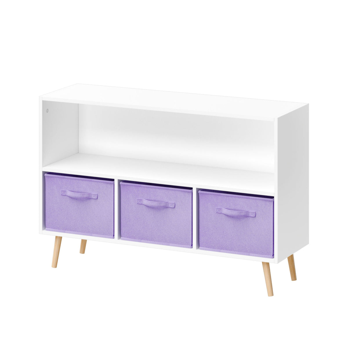 MOONRIVER Bookcase With Collapsible Drawers Organizer in Purple