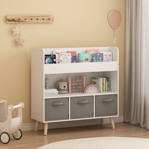 MOONRIVER Bookshelf With 3 Bins Storage Shelf for Kids - view 3