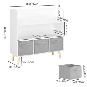 MOONRIVER Bookshelf With 3 Bins Storage Shelf for Kids - view 4