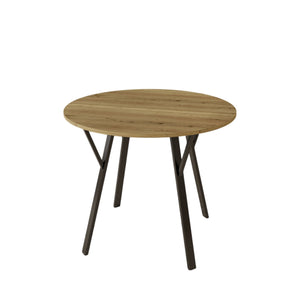 MOONRIVER Round Dining Table for 2-4 People with Sturdy Metal Frame