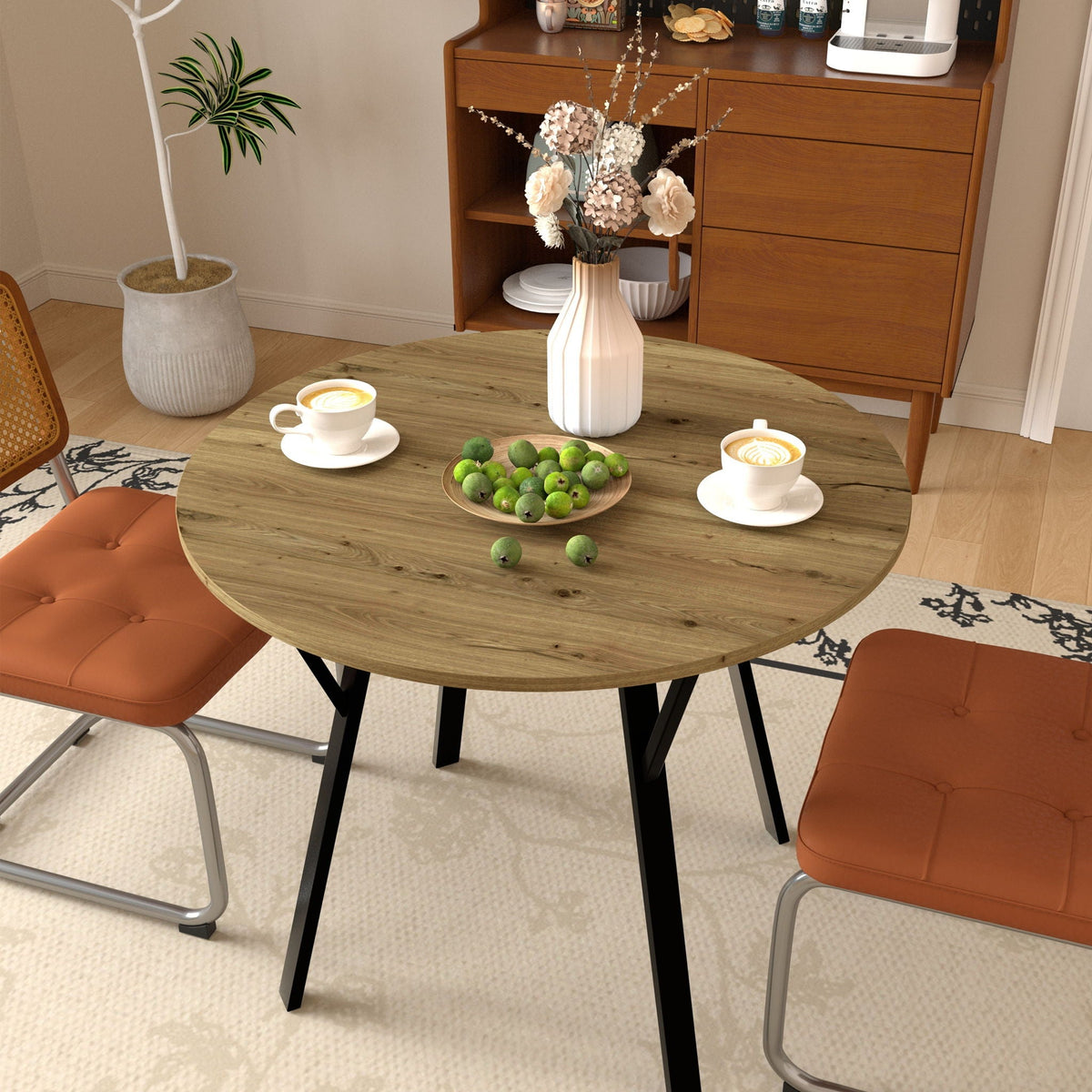 MOONRIVER Round Dining Table for 2-4 People with Sturdy Metal Frame - view 4