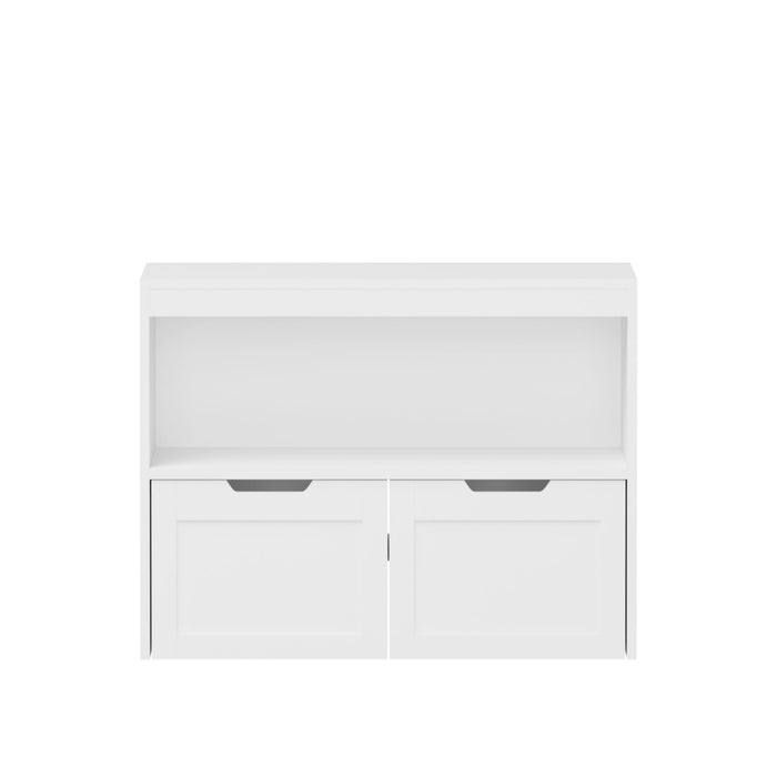 MOONRIVER White Book Organizer with Large Drawers and Open Shelves