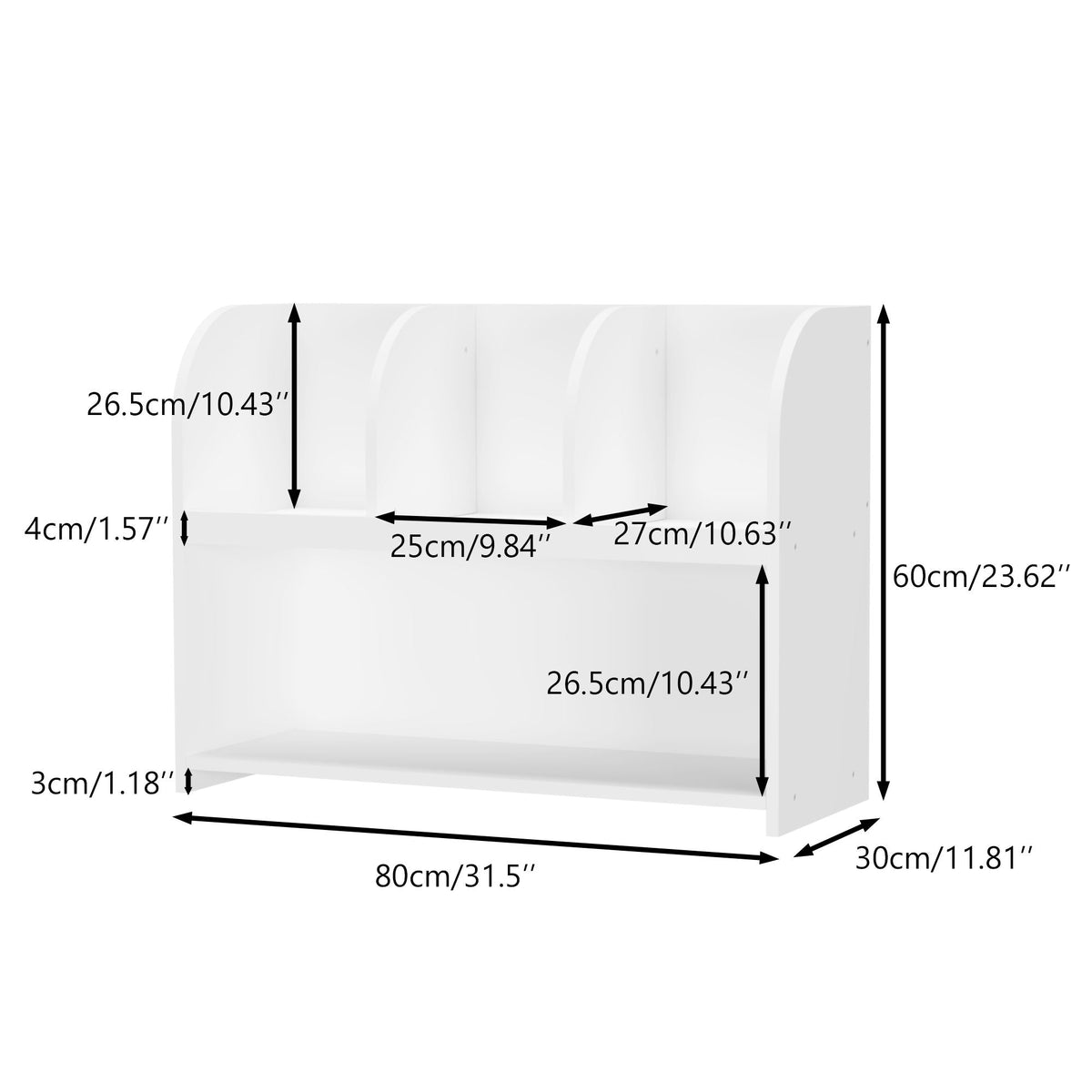 MOONRIVER White Bookcase with 4 Compartments - view 2