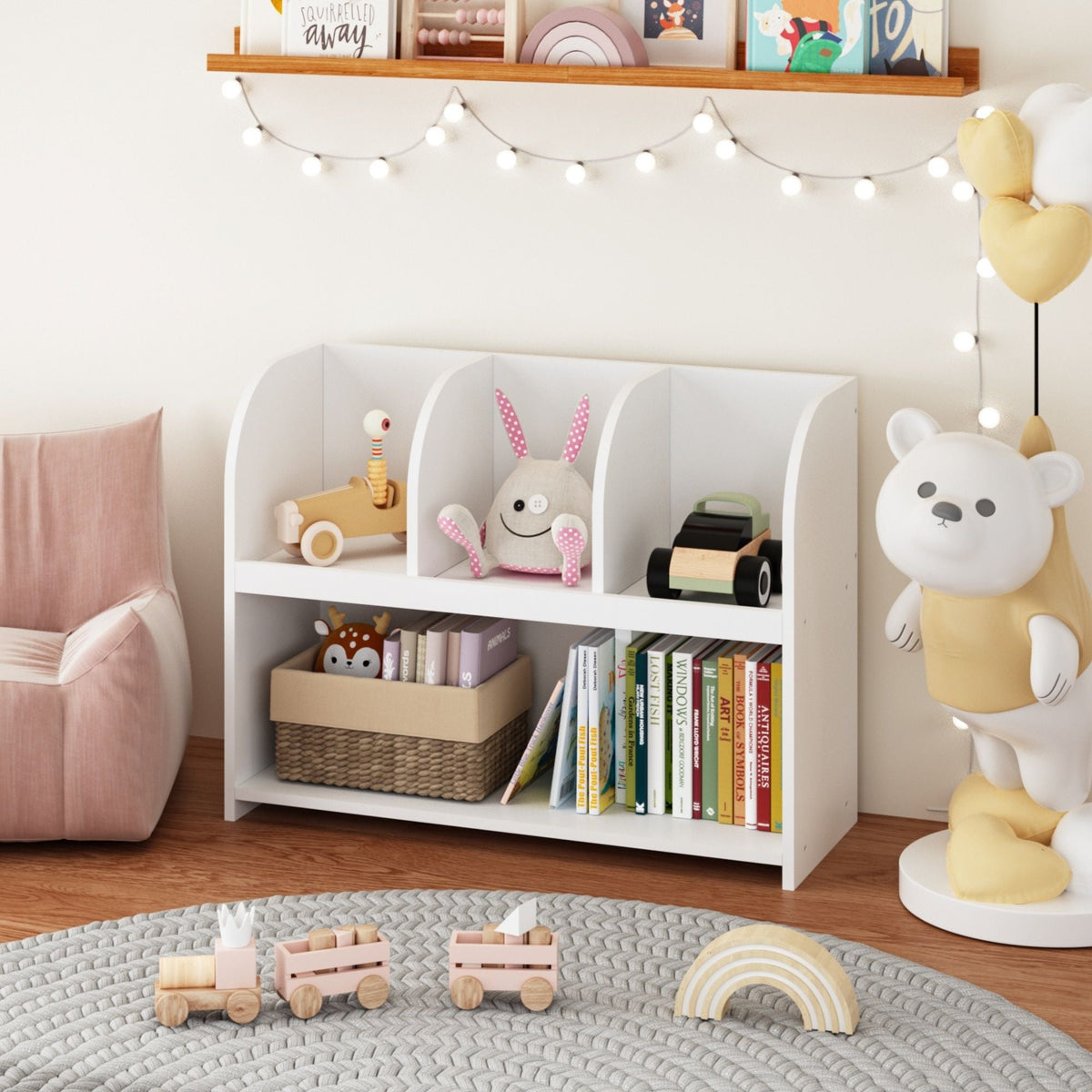 MOONRIVER White Bookcase with 4 Compartments - view 3