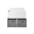 MOONRIVER White Bookshelf With Storage Bins and Bear-Shaped Backboard