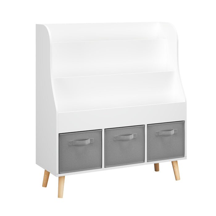 MOONRIVER White Bookshelf with 3 Storage Bins